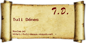 Tuli Dénes névjegykártya